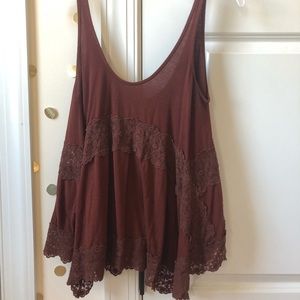 Red Soft and Sexy AE Lace Tank Top